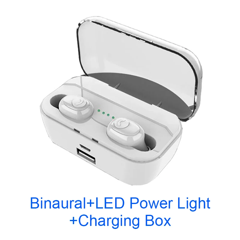Binaural-White 2 Новые Bluetooth наушники 8D стерео беспроводные наушники мини беспроводная гарнитура с 3500mAh банк питания наушники - Цвет: Binaural-White 2
