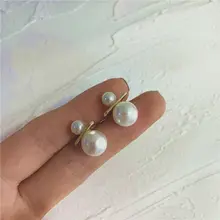 

Fashion Gold Korean Double Pearl Ear Stud Earrings