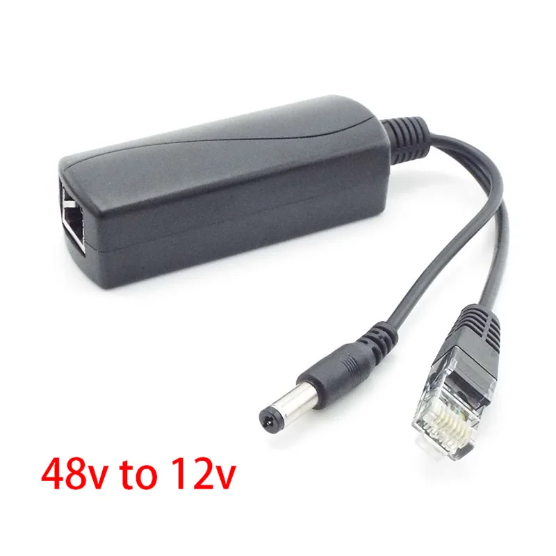 

48V to 12V POE Splitter Connector Poe Power Adapter injector Switch for IP Camera Wifi Injector Cable Wall Plug 5.5mm*2.1mm male