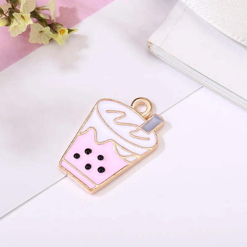 20 шт./лот DIY модные подвески Эмаль сплав жемчуг молоко чай украшения аксессуары ручной работы изготовление ожерелье серьги аксессуары 22x25 - Окраска металла: 2