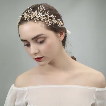 

Floral Wedding Hair Vine Crystal Bridal Hair Headband Bride Boho Headpiece Crown Hair Jewelry