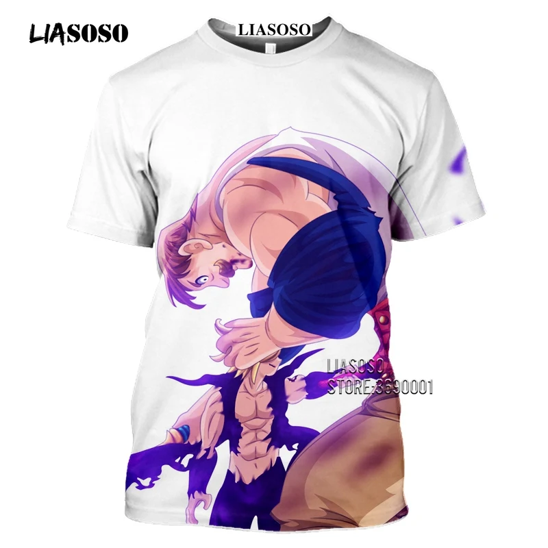 LIASOSO Anime The Seven Deadly Sins Men's T-shirt Japanese Meliodas Hawk Escanor Estarossa 3D Print Tshirt Summer Casual Shirt  (5)