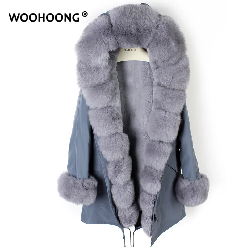 

Winter Clothes New Real Fur Coat Woman Overcoming Coat Natural Fox Coat Otter Rabbit Fur Waterproof Windbreaker Removable