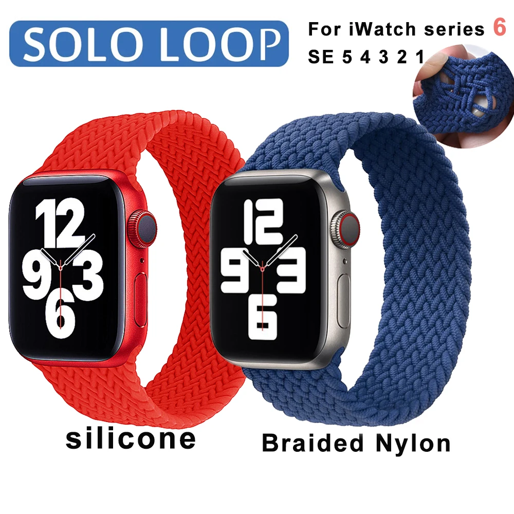 

Nylon Strap For Apple Watch band 44mm 40mm 38mm 42mm silicone Elastic Bracelet Braided Solo Loop for iWatch Series 6 SE 5 4 3