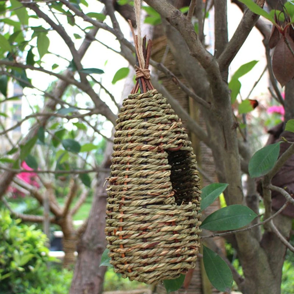 Hanging Bird House Natural Fiber Finch Nest Hut Outdoor Cage Shelter Hideaway | Дом и сад