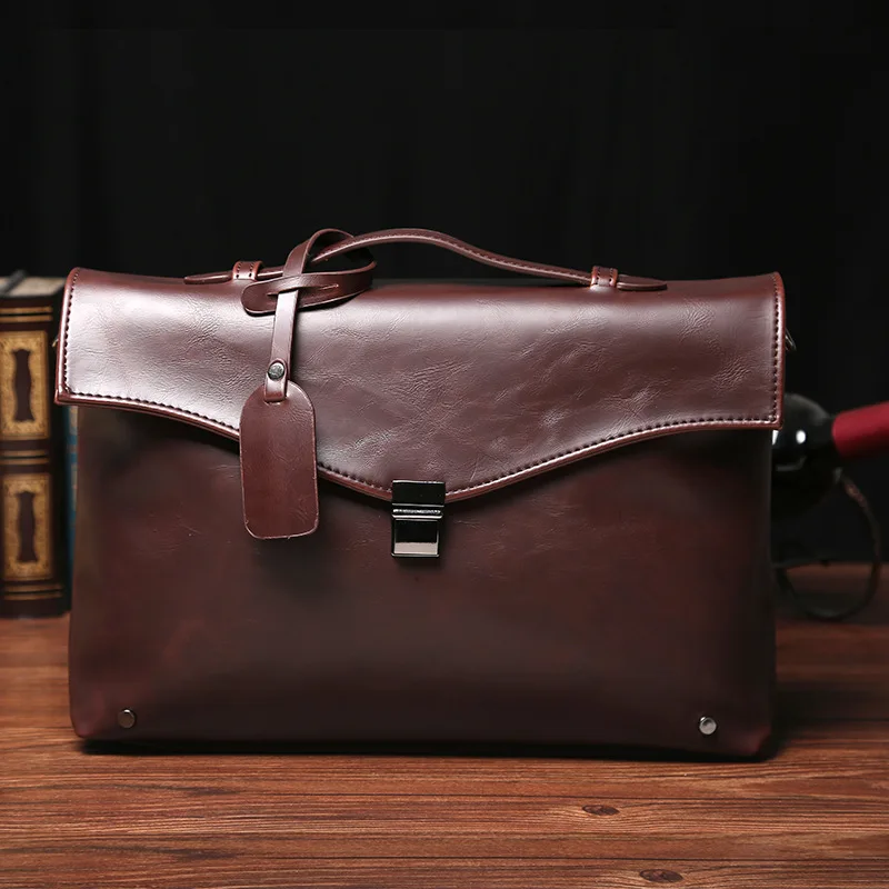 

Wholesale Korean version of the new men's handbags business diagonal file bag retro trend shoulder bag