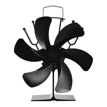 

6 Blades Heat Powered Stove Fan Log Wood Burner Quiet Black Home Fireplace Fan Efficient Heat Distribution Fireplace Fan Home