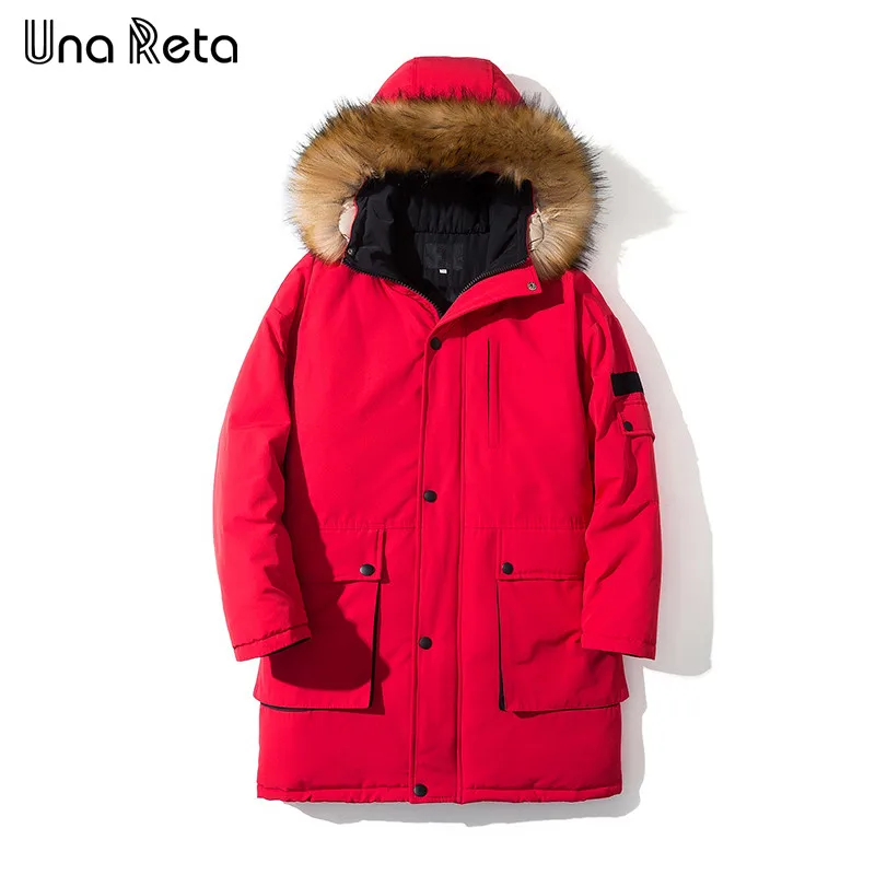 Una Reta/зимняя куртка, пальто для мужчин, Новое поступление, повседневные Длинные куртки с капюшоном для мужчин, s, хип-хоп, теплая парка с большим меховым воротником, пальто свободного кроя