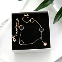 Титановая сталь цвет золото 18 К розовое золото кисточки круглые пластины ножной браслет Женская крутая простая Мода не выцветает антиаллергенные аксессуары