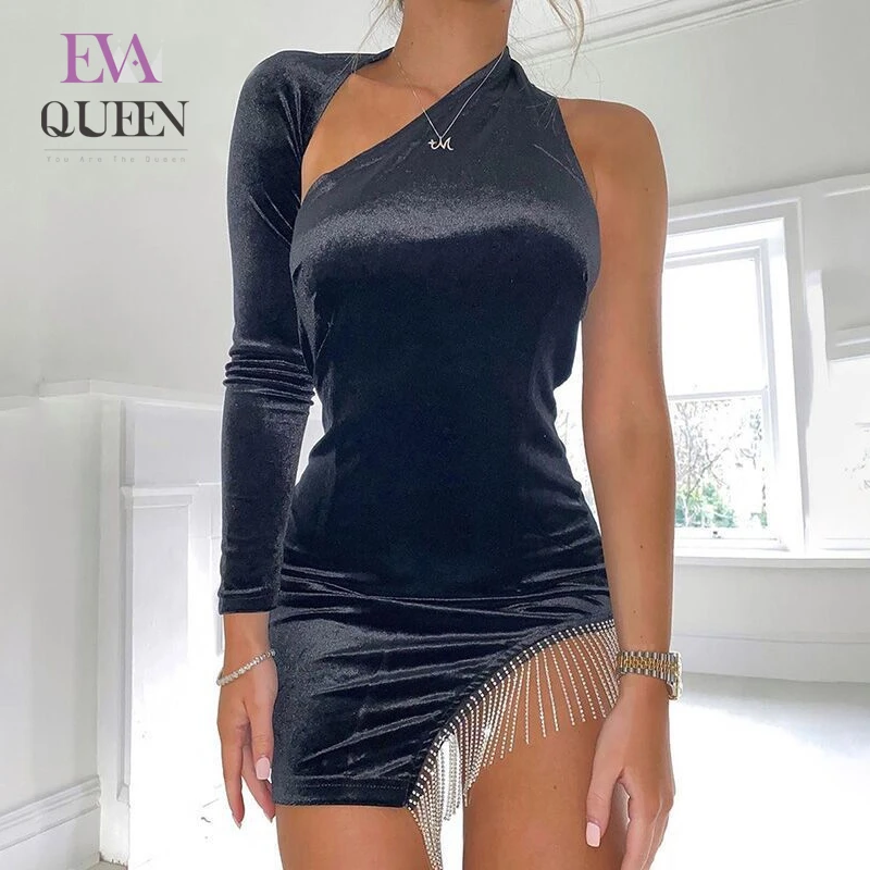 Облегающее сексуальное летнее платье EvaQueen с кисточками женское черное