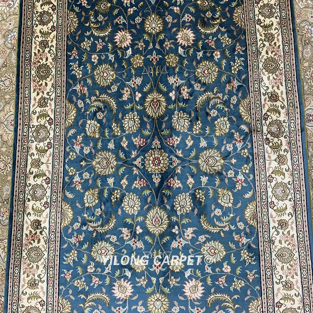Yilong 2,5 'x4' Тебриз шелковый ковер светло-голубой vantage изысканный персидский шелковый ковер(HF149B