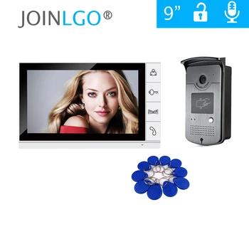

FREE SHIPPING 9" Color Screen Video Door Phone Intercom System + 1 White Monitor + Waterproof RFID Doorbell Camera Night Vision