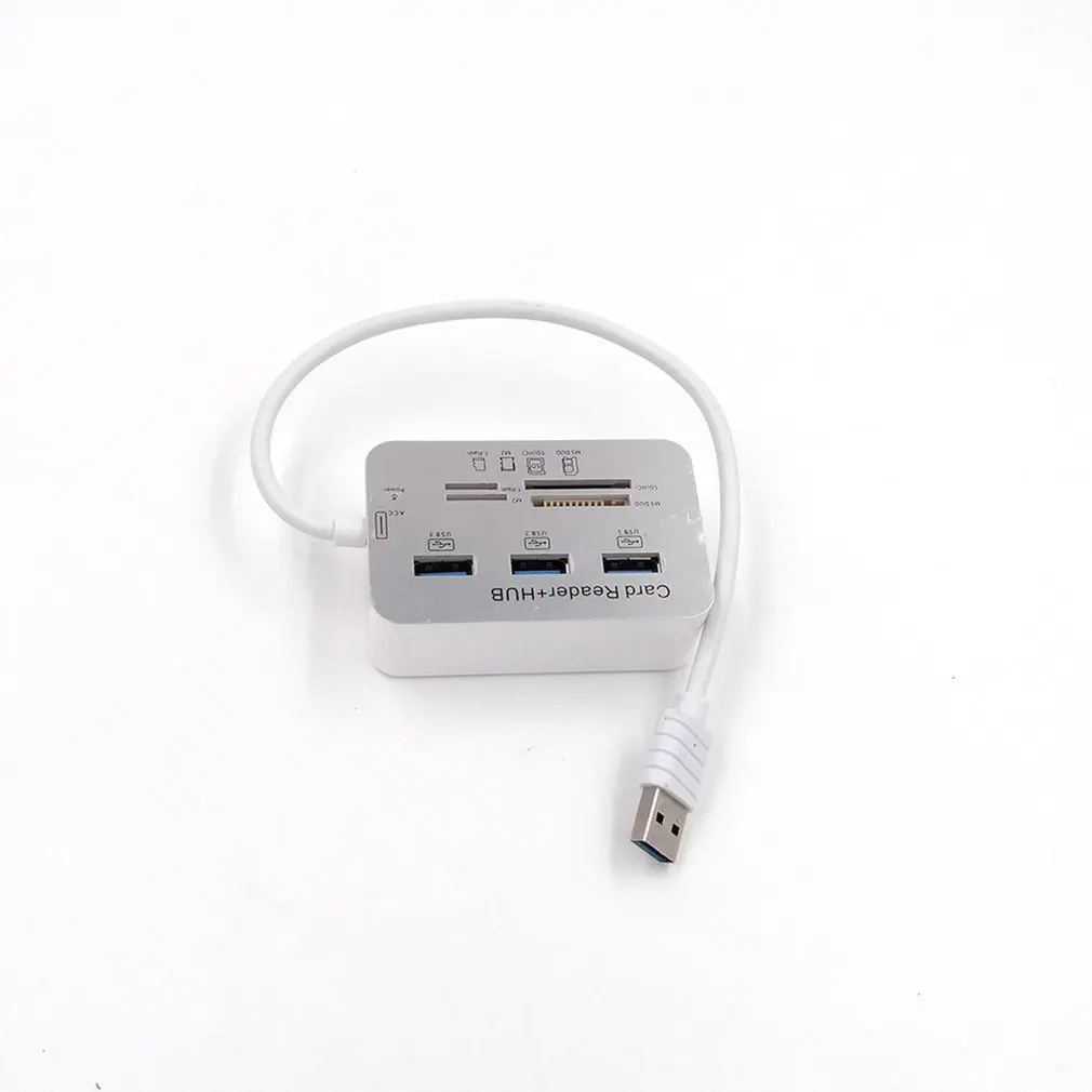 USB 3,0 док-станция USB 3,0 высокое Скорость 7 в 1 устройство для чтения карт памяти флеш адаптером MS/M2/TF адаптер зарядное устройство с 3 usb-портами для разветвитель комбо из алюминиевого сплава
