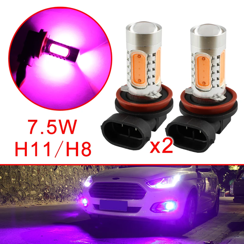  Auto Accessories H11 H8 LED Fog Light Foglight Driving 7.5W Bulbs Lamp Lens Projector Pink Purple C - 4000227306652