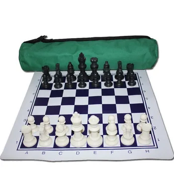 

Outdoor plastic chess portable cylinder tote bag chess set black and white chess folding board family travel essential