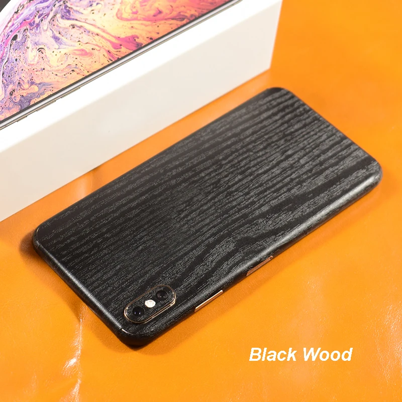 3D Carbon Fiber  Leather Wood Skins Protective Phone Back Cover Sticker For iPhone XS MAX XS X 8 Plus 7 6 6S Plus Back Sticker (2)