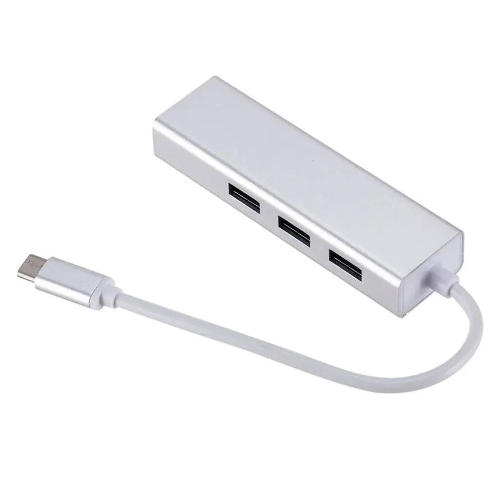 Type-C к Rj45 гигабитная сетевая карта с 3 портами концентратор для ноутбука Apple Usb разветвитель внешний разветвитель - Цвет: silver