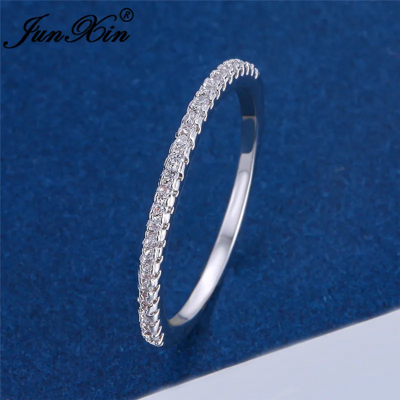 Stackable Single Row Thin Rings For Women 925 Silver Rose Gold Round Zircon Green Red Stone Wedding Stacking Ring Daily Jewelry