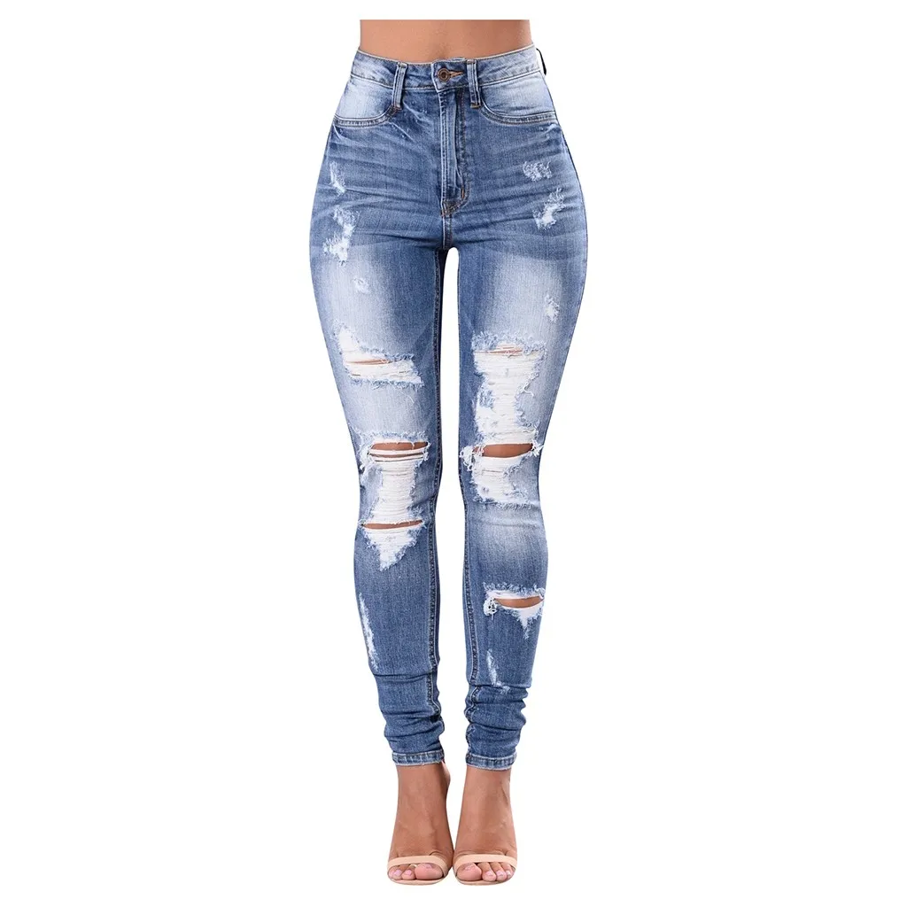 Женские джинсы с высокой талией и дырками, отбеленные джинсы на пуговицах, брюки, опт,, джинсы женские# YL10