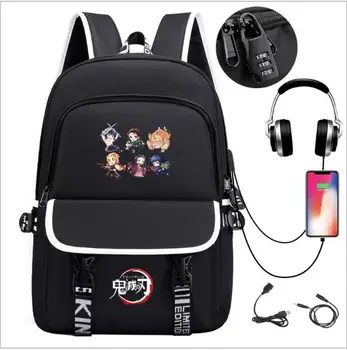

Cartoon creative backpack USB smart charging backpack ghost killing blade the same school bag outdoor computer bag
