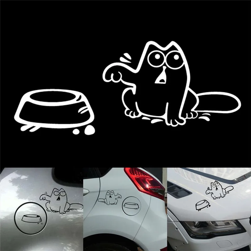 

1pcs Funny Motorcycle Accessories Cat Car Sticker Hungry Cat Decal Fuel Tank Cap Decor for Car Window Bumper Laptop Wall Decor