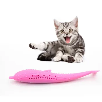 

Cat Fish Shape Toothbrush With Catnip Pet Dental Grooming Pet Eco-Friendly Silicone Teeth Cleaning Toy