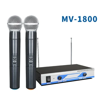 

MV-1800 Dual VHF Wireless microphone System Cordless Handheld Receiver for Kareoke microphone Professional Party KTV Studio EU P