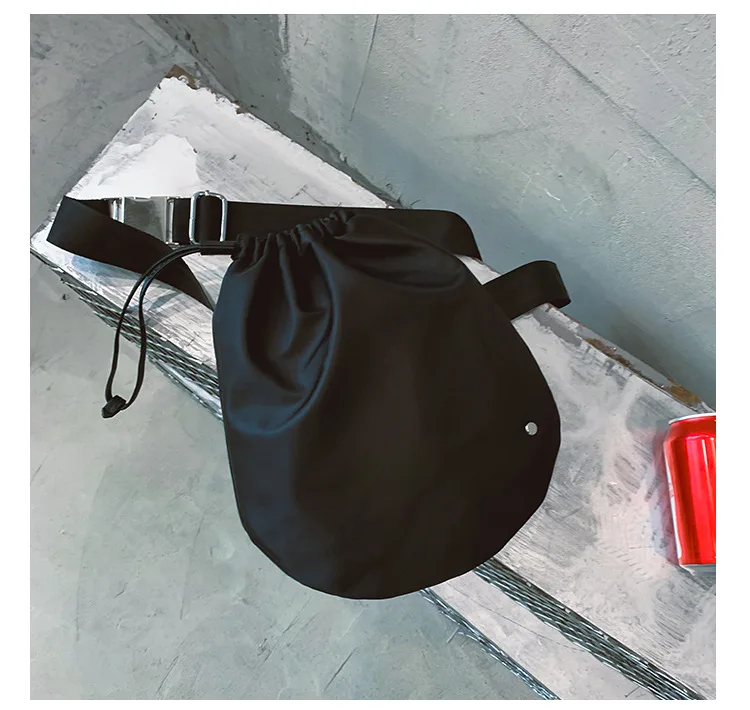 Harajuku Unisex Women Men Oxford Adjustable Drawstring Large Capacity Crossbody Shoulder Bags Cool Girls Boys Messenger Bags