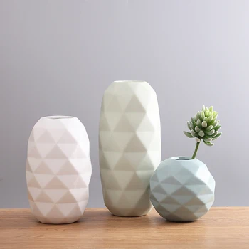 

MODERN FASHION CERAMIC GEOMETRIC FLOWER VASE SET DECORATIVE PORCELAIN JARDINIERE GIFT HANDICRAFT ORNAMENT ACCESSORIES FURNISHING