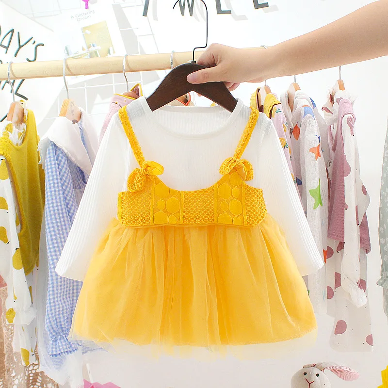 LOOZYKIT осень Детское платье для новорожденных девочек для девочек, размер: 1 год, Платье-пачка для дня рожденья; платье принцессы; детская одежда; одежда для малышей; платье для маленьких девочек; Костюмы Платья для малышей - Цвет: bow yellow