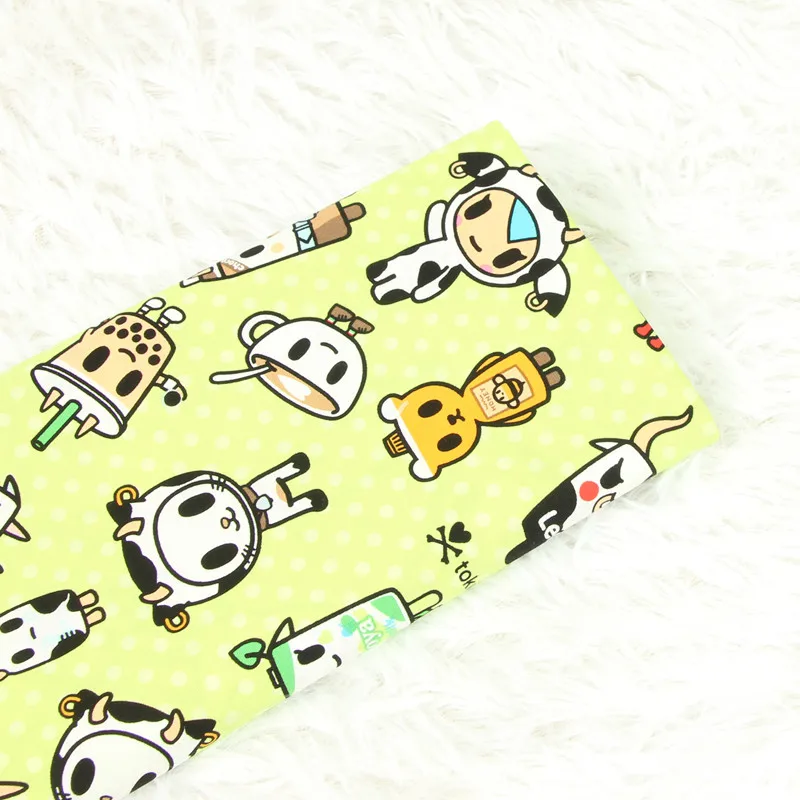 Желтая хлопковая ткань с милым рисунком животных, чистый хлопок, ткань для шитья своими руками