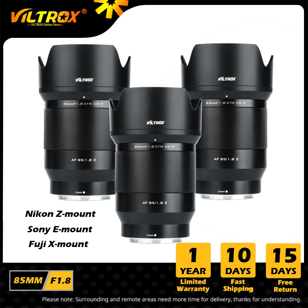 VILTROX 85mm II F1.8 Nikon Z Fuji X Sony E Lens Full Frame Portrait Auto Focus Lens for Fujifilm X Nikon Lens Mount Camera Lense