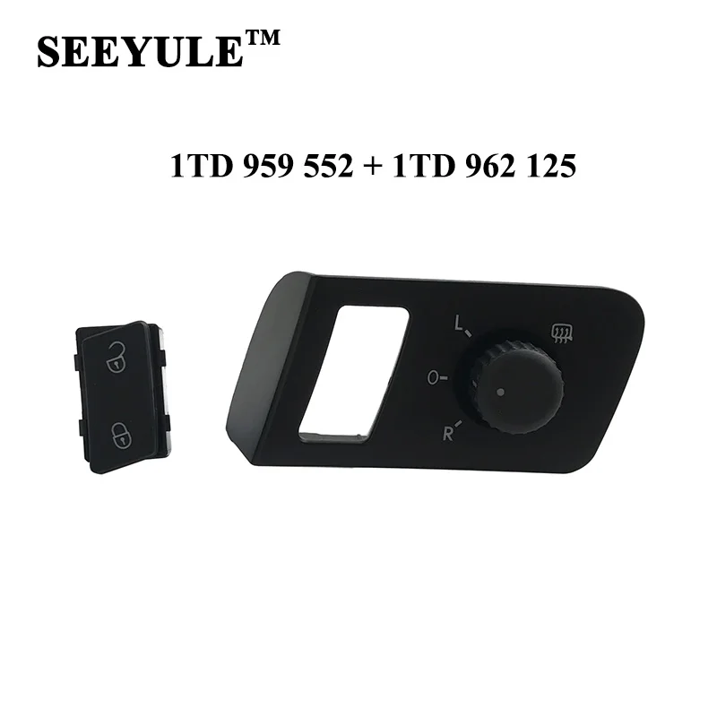 

1set SEEYULE 1TD 959 552 Car Side Mirror Switch Heating Adjust Knob 1TD 962 125 Door Lock Switch for VW Touran Caddy 2005-2016
