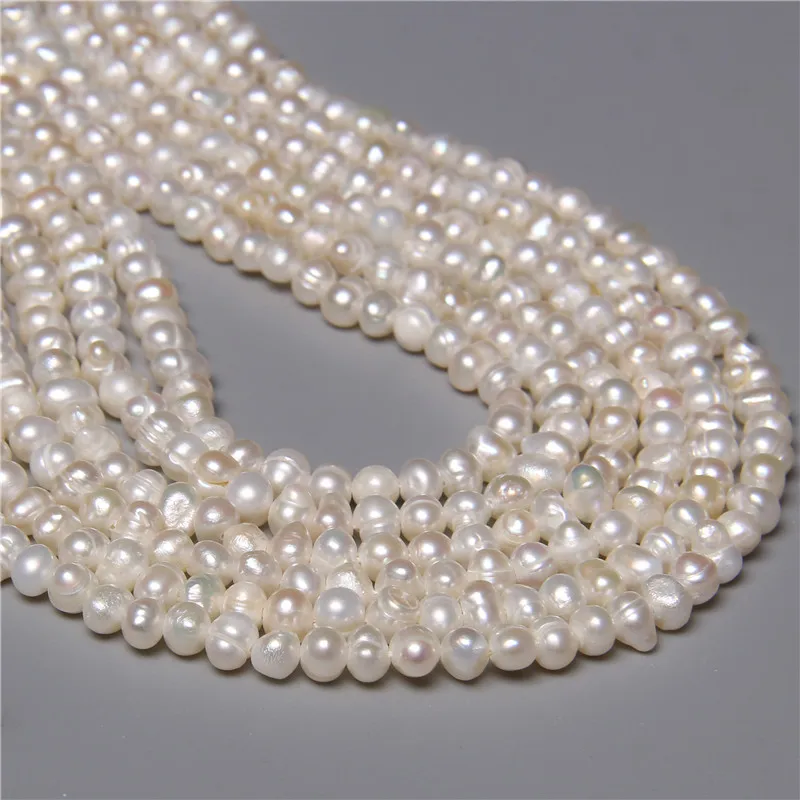 Lot 10 4mm-6mm Platinum Iris Freshwater Potato Irregular Oval Pearls Gems Beads 