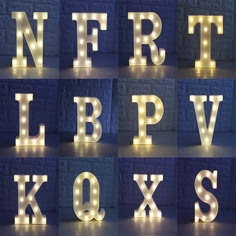 Hot 26 English Alphabet LED Lights Symbols Luminous Indicators Creative Modeling Lights Wedding Festival Decoration