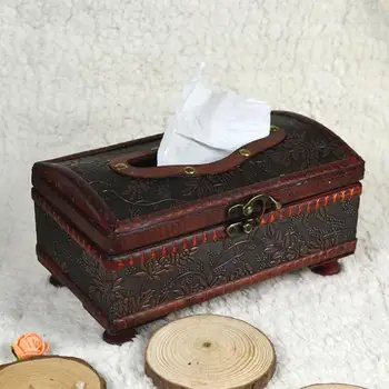 

TPFOCUS Antiquing Handmade Wooden Tissue Box for Home Hotel Bar Car Use