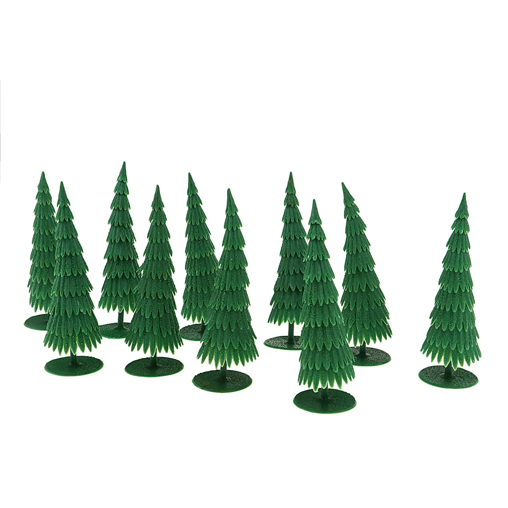 10Pcs 13cm Plastic Pine Model Trees for Railway Landscape Wargame Decoration