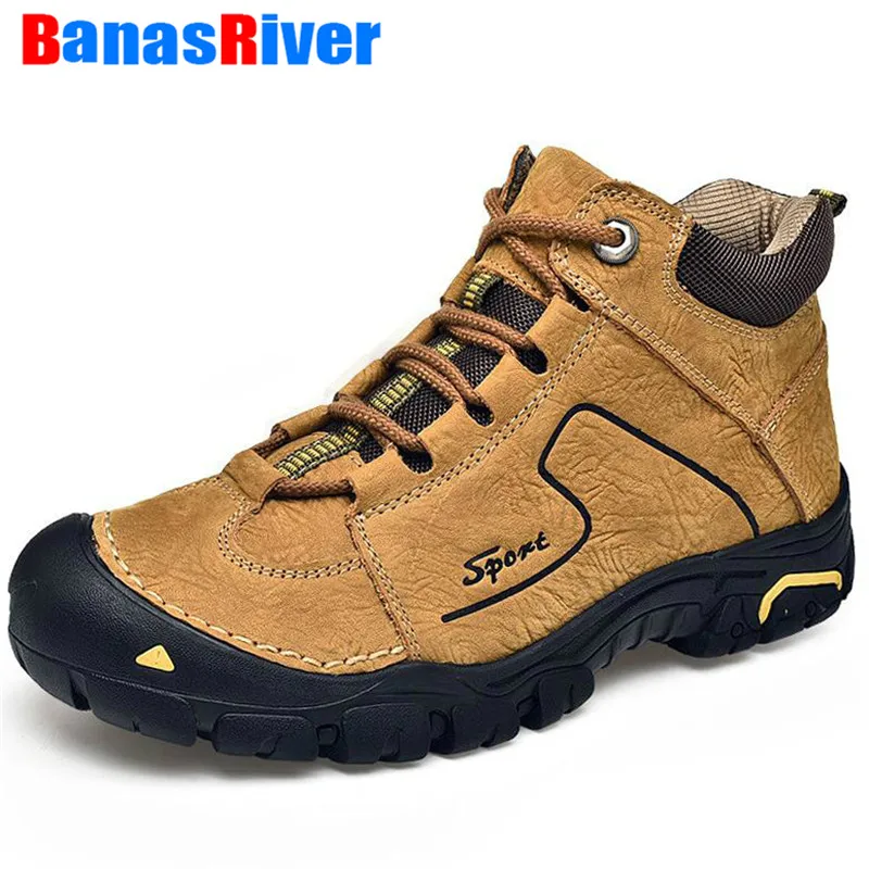 

Handmade Anti-collision Toe High Quality Leather Snow Boots Men Shoes Adult Winter Short Plush Ankle Fashion Comfort Footwear