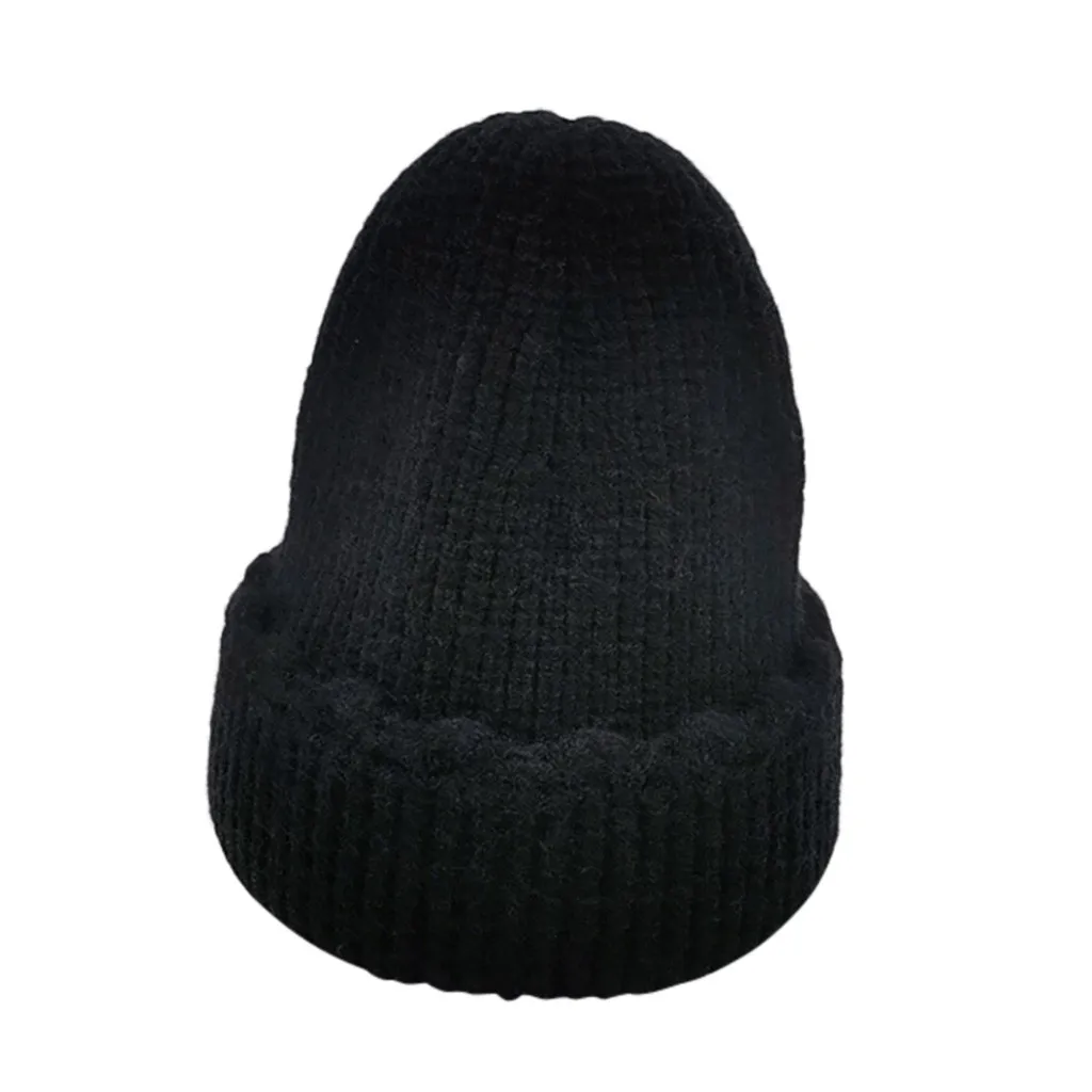 A Feitong/детская зимняя вязаная Лыжная шапка с черепом, однотонная, теплая, минимализм, вязаная шерстяная шапка, шапка женская - Цвет: A