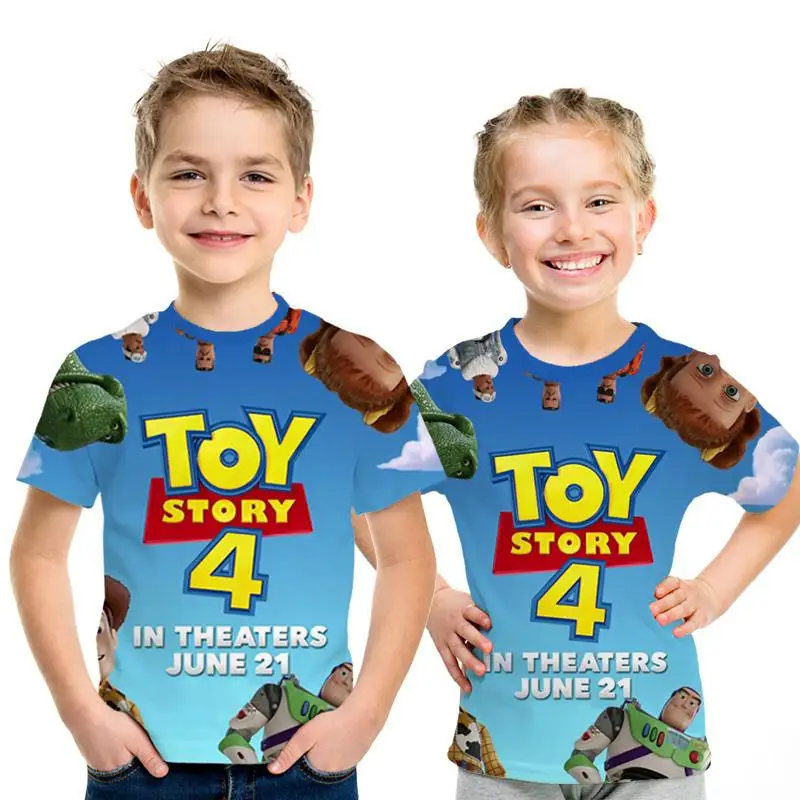 Популярный аниме История игрушек 3D estampado Nio moda nios desgaste amaderado Cool abrigo camiseta Buzz Lightyear nios ropacortamanga