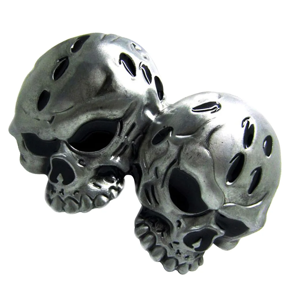 Novelty Vintage Western Belt Buckle 3D Double Skull Head Gothic Clothing Accessories For Women Men