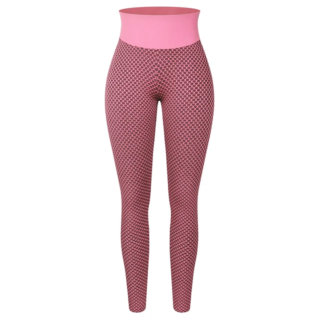 KIWI RATA Women's High Waist Yoga Pants Tummy Control Slimming Booty Leggings Workout Running Butt Tights Pink