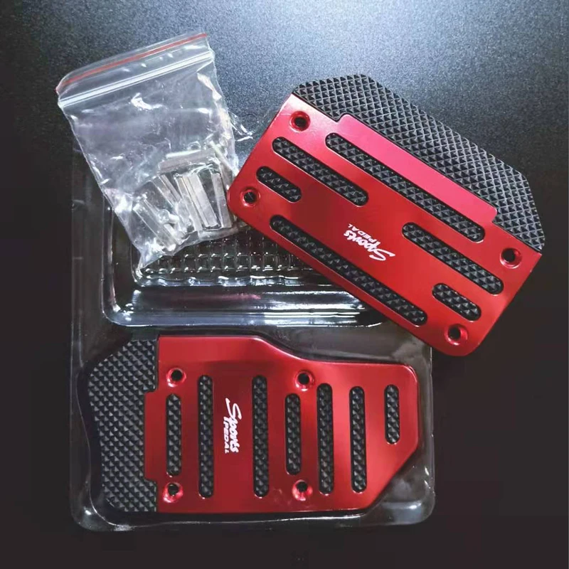 red 2pcs AT Универсальная алюминиевая Автомобильная педаль, педаль тормоза, педаль сцепления для Volkswagen vw POLO Tiguan Passat Golf EOS - Название цвета: red 2pcs AT