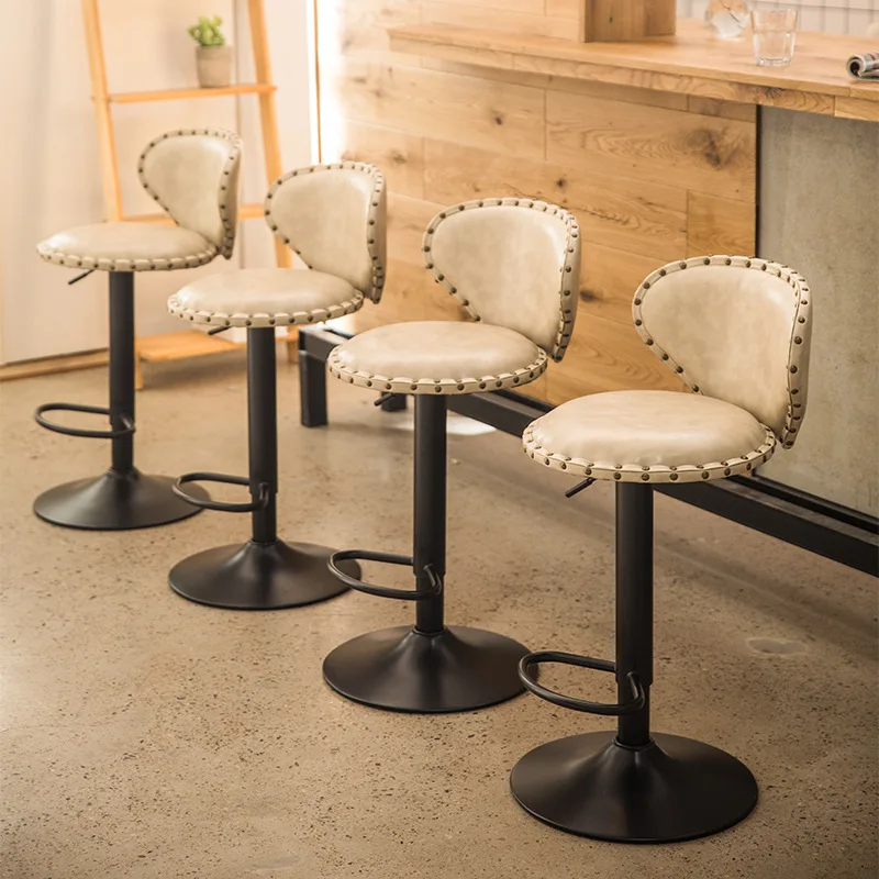 

Yulai cegar xuan Bar Counter Chair Front Desk Cash Storage High Stool Fashion Bar Stool Backrest Bar Chair Height Adjustable Rot