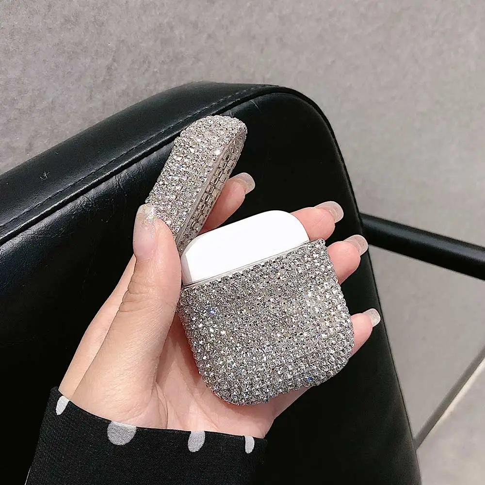 Чехол для наушников Apple AirPods 2 Сияющий бриллиант серебристое покрытие беспроводные Bluetooth наушники Air Pods чехол для AirPod Silm Case
