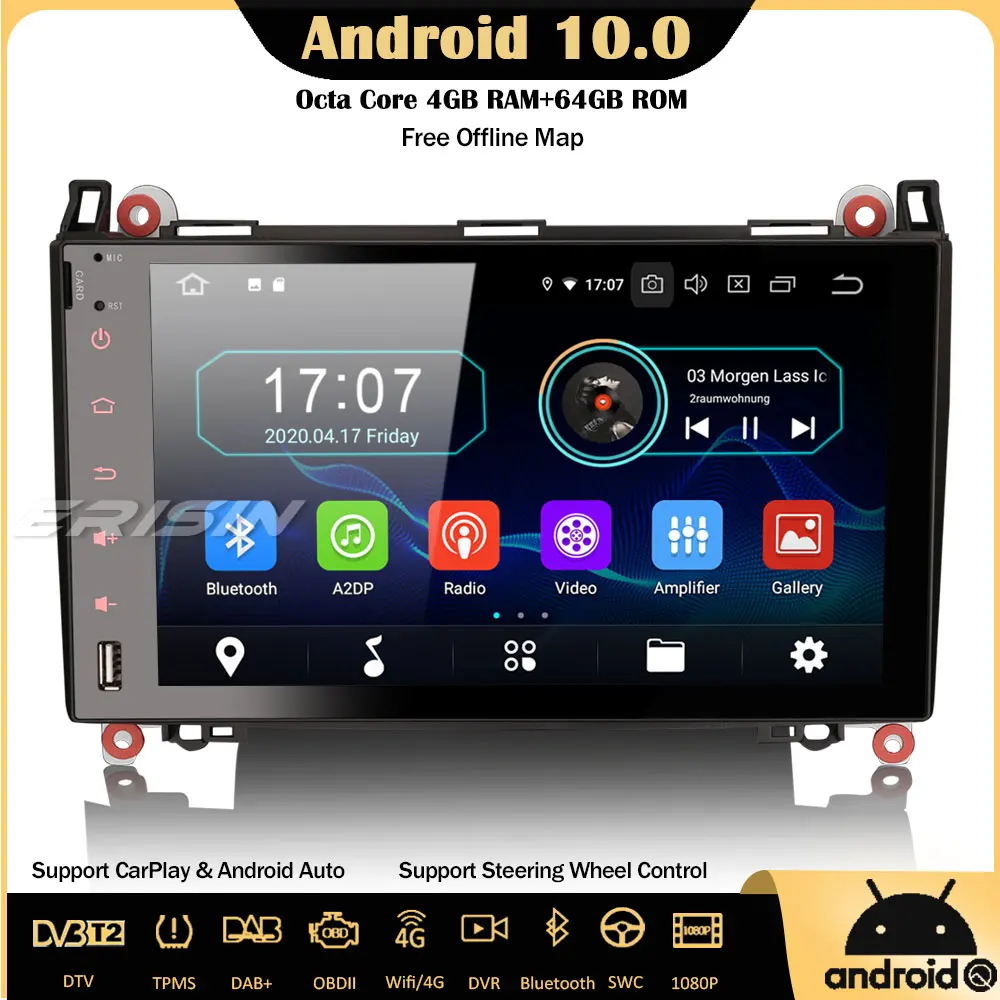 Erisin 6992 9" 8-Core Android 10.0 DAB+Car Stereo CarPlay OBD USB GPS For Mercedes Benz A/B Class Viano Vito Spinter VW Crafter |