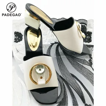 

2020 Withe Color African Design Shoes Nigerian Women Wedding Shoes with Shinning Crystal