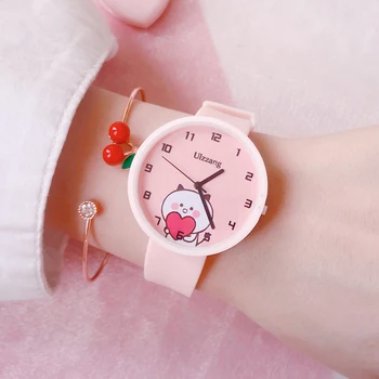 

Cartoon Cat WristWatch For Women Minimalism Soft Silicone Strap Multicolor Ladies Watch Super Light Gift Watch Woman reloj niña