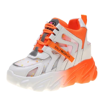 

Summer Women High Platform Sandals Fashion Luxury Ladies 9.5CM Wedges Casual Shoes Woman Thick Sole Breathable Mesh Sport Shoes