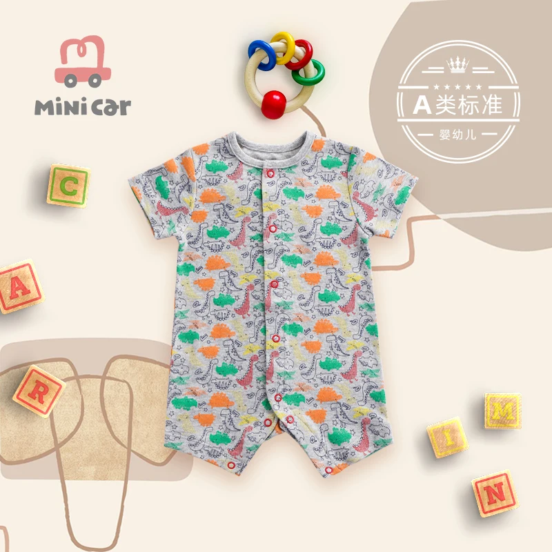 Car children's wear baby short dinosaur bodysuit summer thin hatsuit climbing clothes |